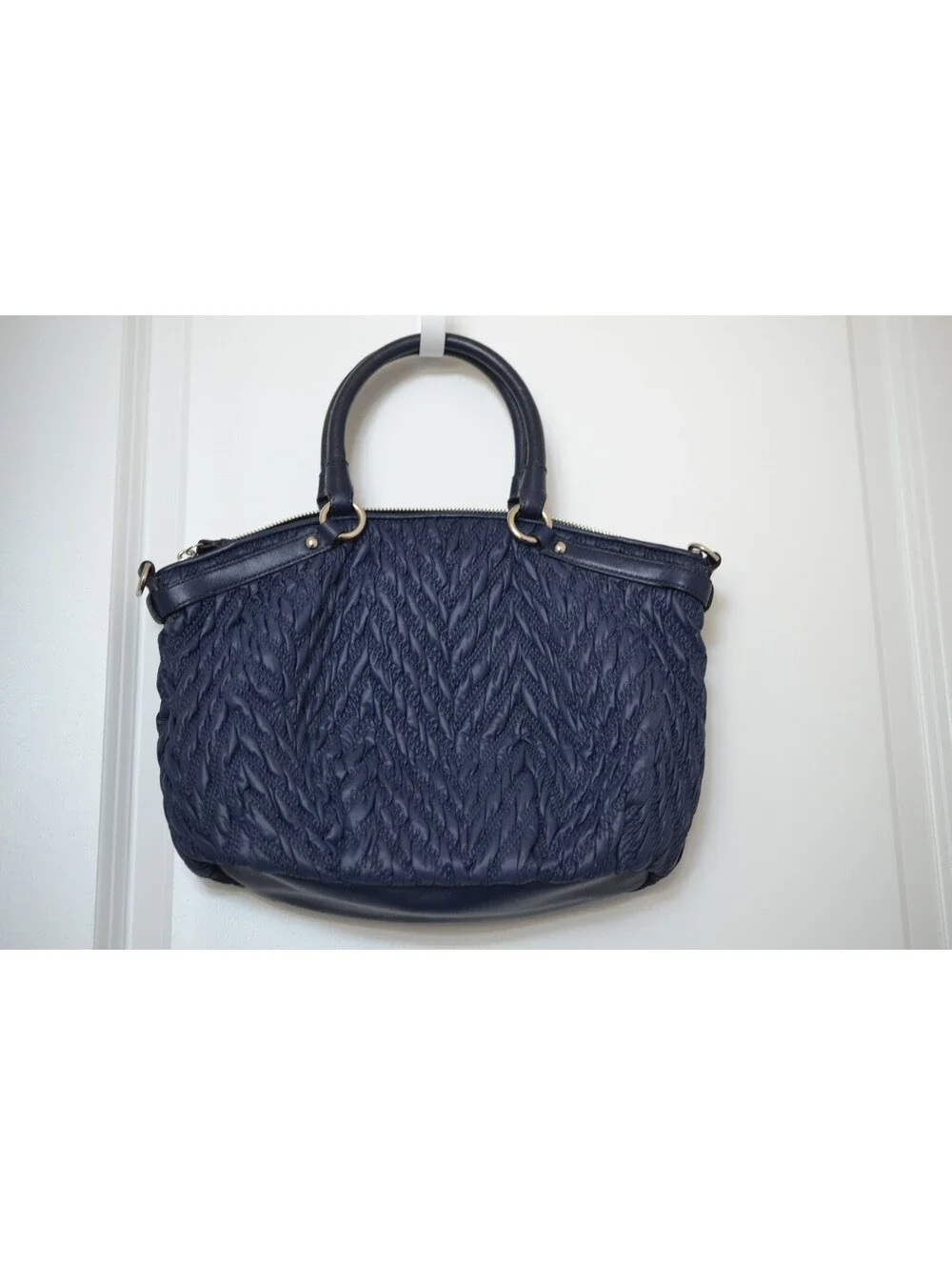 Coach Madison Sophia 18637 70th Anniversary Navy Quilted Chevron Satchel Bag